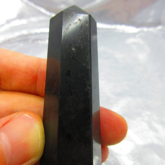 Black Tourmaline Polished Tower Generator Crystal Meditation Tool - Picture 3 of 6